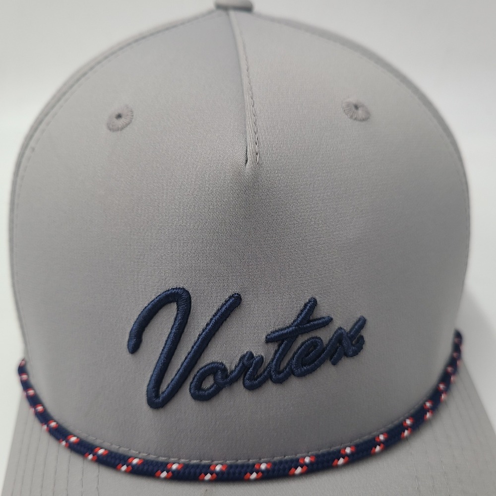 Vortex Golf Hat Snapback Gray Blue Red Rope Laser Cut Mesh Performance Script - Picture 5 of 14